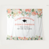 Roze blozende rozen bloemstuk afstudeerfoto-achter wandkleed (Voorkant (horizontaal))