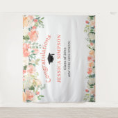 Roze blozende rozen bloemstuk afstudeerfoto-achter wandkleed (Voorkant)