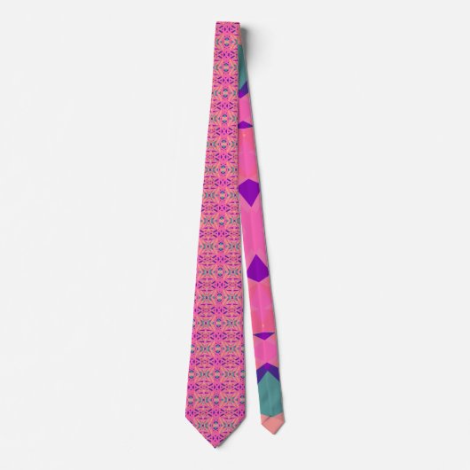 Roze Blue Art Deco Pattern Valentijn's Day Gift Stropdas (Voorkant)