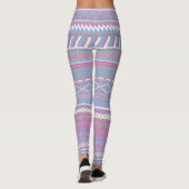 Roze/Blue Aztec Leggings voor vrouwen (Achterkant)