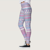 Roze/Blue Aztec Leggings voor vrouwen (Links)