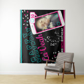 Roze|Blue Cellphone Foto Sociale Media & Muziek Wandkleed (In situ)