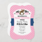 Roze Blue Cowboy Baby shower Invitation Kaart (Voorkant / Achterkant)