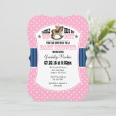 Roze Blue Cowboy Baby shower Invitation Kaart (Staand voorkant)