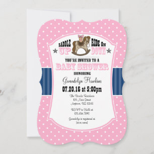 Roze Blue Cowboy Baby shower Invitation Kaart