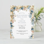 Roze Blue Cream Bloemen Brunch Bubbly Vrijgezellen Kaart (Staand voorkant)