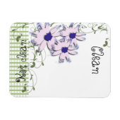 Roze Blue Daisy Flowers Green Gingham Dishwasmachi Magneet (Horizontaal)