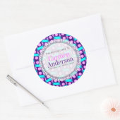 Roze Blue Dotty Pattern Gift Book Label Sticker (Envelop)