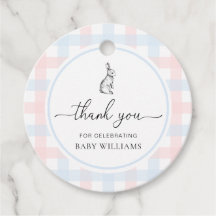 Roze Blue Gingham Bunny Rabbit Baby shower