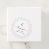 Roze Blue Gingham Bunny Rabbit Baby shower Bedankjes Labels (In situ)