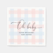 Roze Blue Gingham Oh Baby Paper Napkin Servet (Voorkant)
