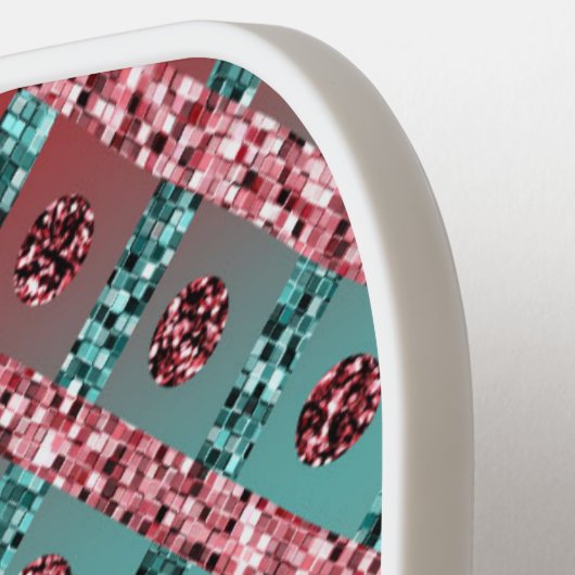 Roze Blue Glam Glitter Girly Pickleball Paddle (Links Detail)