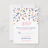 Roze Blue Gold Confetti Baby shower RSVP-kaarten RSVP Kaartje (Voorkant)