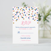 Roze Blue Gold Confetti Baby shower RSVP-kaarten RSVP Kaartje (Staand voorkant)