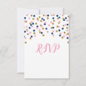 Roze Blue Gold Confetti Baby shower RSVP-kaarten RSVP Kaartje (Achterkant)
