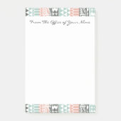 Roze Blue Grey Abstract Aztec Tribal Print Patroon Post-it® Notes (Voorkant)