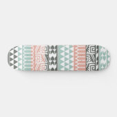 Roze Blue Grey Abstract Aztec Tribal Print Patroon Skateboard (Horizontaal)