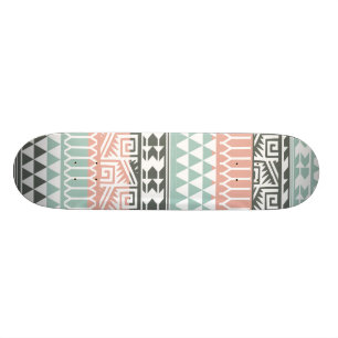 Roze Blue Grey Abstract Aztec Tribal Print Patroon Skateboard
