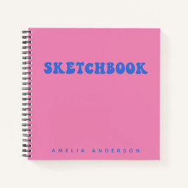 Roze Blue Groovy Sketchbook - Gepersonaliseerde na Notitieboek
