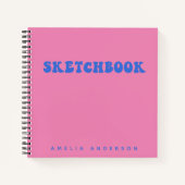 Roze Blue Groovy Sketchbook - Gepersonaliseerde na Notitieboek (Voorkant)