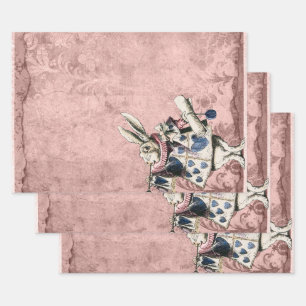 Roze Blue Herald White Rabbit Alice in Wonderland Inpakpapier Vel