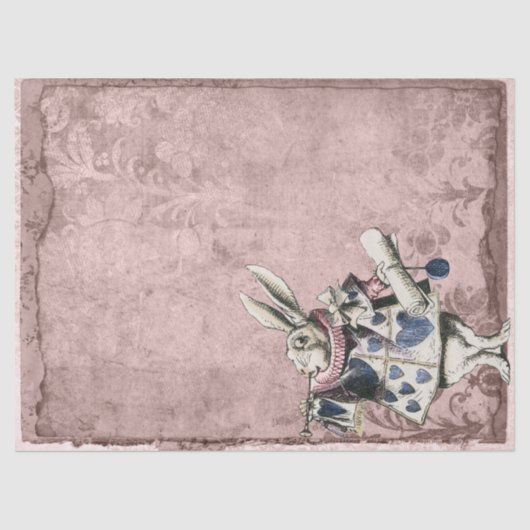 Roze Blue Herald White Rabbit Alice in Wonderland Tissuepapier (Voorkant)