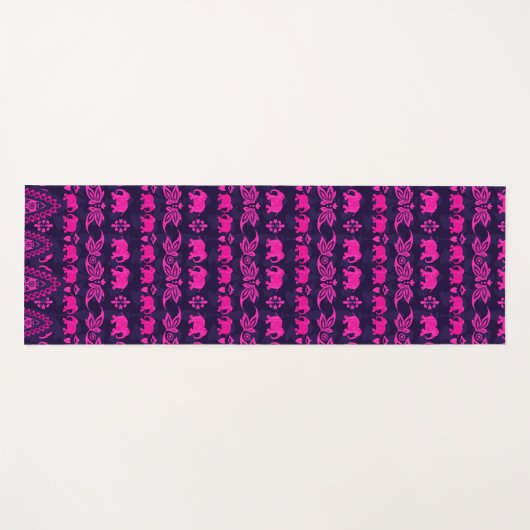 Roze Blue Indian Elephant Tribal Pattered Yogamat (Voorkant (horizontaal))