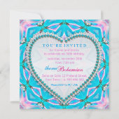 Roze Blue Mandala Bohemian Dinner Party Uitnodigin Kaart (Achterkant)