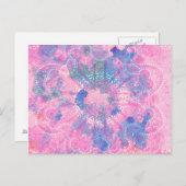 Roze Blue Mandala Waterverf floral Pattern Briefkaart (Voorkant / Achterkant)