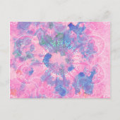 Roze Blue Mandala Waterverf floral Pattern Briefkaart (Voorkant)