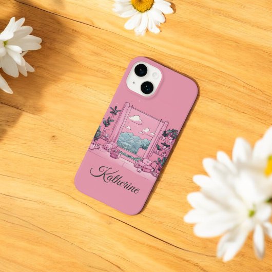 Roze Blue Mountain Uitzicht Boss Lady Vriendin Gif Case-Mate iPhone Case