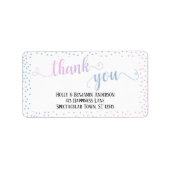 Roze Blue Ombre Confetti Bedankt voor het script Etiket (Voorkant)