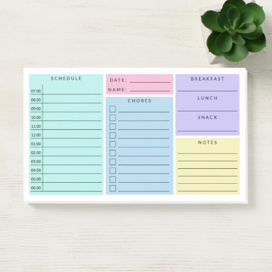 Roze Blue Paars Daily Home School Schedule Post-it® Notes (Kantoor)