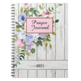 Roze Blue Paars Floral Wood Name Prayer Journal Notitieboek