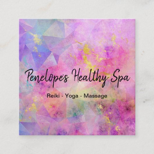 Roze Blue Paars Gold Abstract Vierkante Visitekaartje (Voorkant)