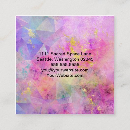 Roze Blue Paars Gold Abstract Vierkante Visitekaartje (Achterkant)