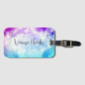 Roze Blue Pastel Artistic Waterverf Trendy Script Bagagelabel (Voorkant (horizontaal))