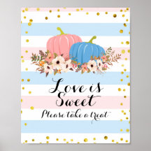 Roze & Blue Pumpkin Love is Sweet Sign