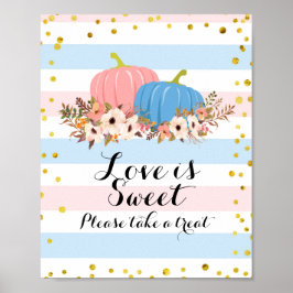 Roze & Blue Pumpkin Love is Sweet Sign Poster