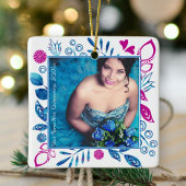 Roze, Blue Quinceanera-Ornament voor kerstfoto's Keramisch Ornament