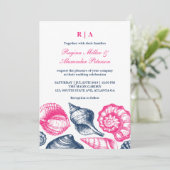 Roze Blue Seashells Beach Weddenschap Kaart (Staand voorkant)