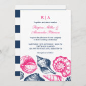 Roze Blue Seashells Beach Weddenschap Kaart (Voorkant / Achterkant)