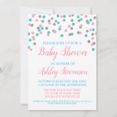 Roze Blue Silver Confetti Gender Neutrale Shower Kaart (Achterkant)