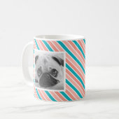 Roze Blue Stripe Pattern Aangepaste foto-Mok Koffiemok (Voorkant links)
