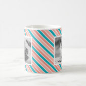 Roze Blue Stripe Pattern Aangepaste foto-Mok Koffiemok (Center)