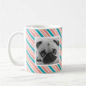 Roze Blue Stripe Pattern Aangepaste foto-Mok Koffiemok (Links)