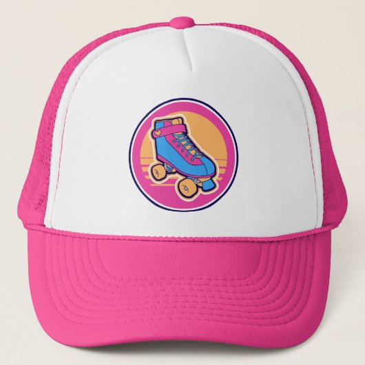 Roze Blue Summer Cartoon Roller Schaats 80 s Trucker Pet (Voorkant)