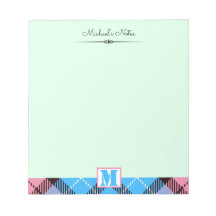 Roze Blue Tartan Aangepaste naam van het script