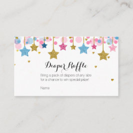 Roze Blue Twinkle Star-luidere Raffle Card Informatiekaartje