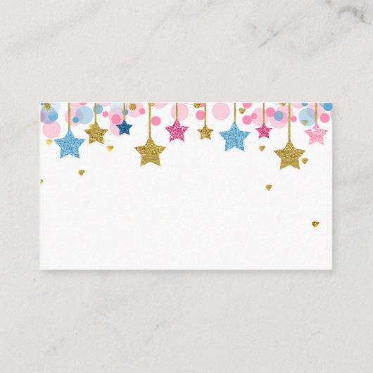 Roze Blue Twinkle Star-luidere Raffle Card Informatiekaartje (Achterkant)